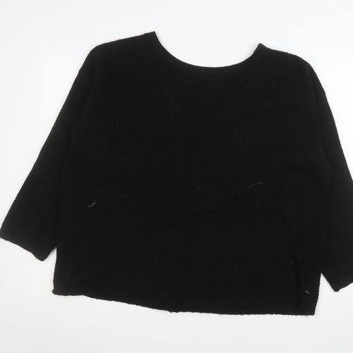 Joules Womens Black V-Neck Button Cardigan Size 18