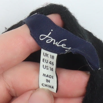 Joules Womens Black V-Neck Button Cardigan Size 18