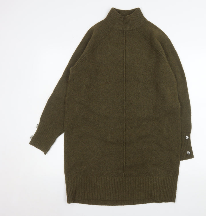 River Island Women’s Green XS Knit Long Sleeve Jumper Dress