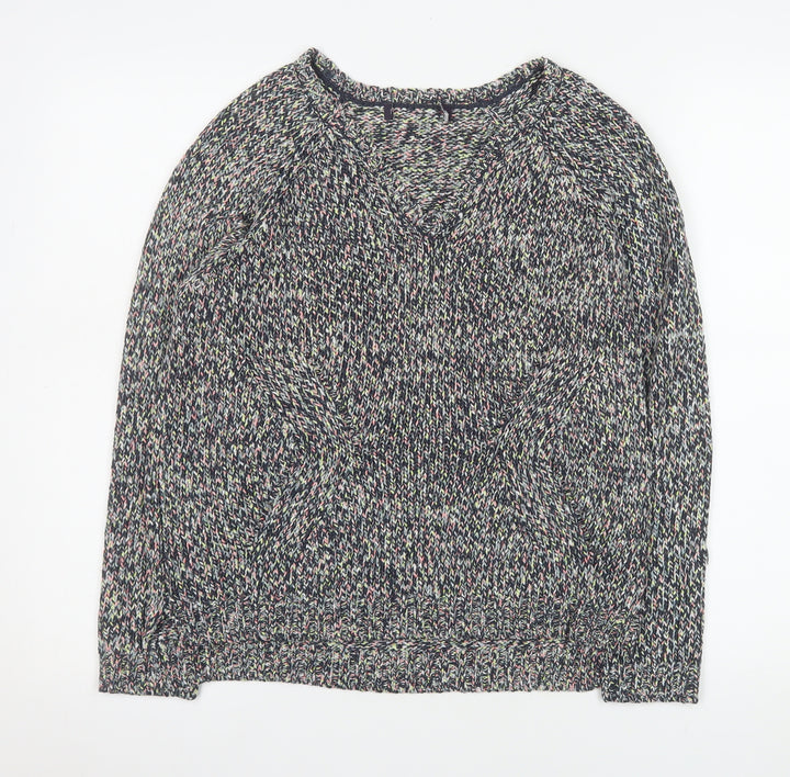 Marks and Spencer Womens Multicoloured Knit V-Neck Pullover Jumper Size 8