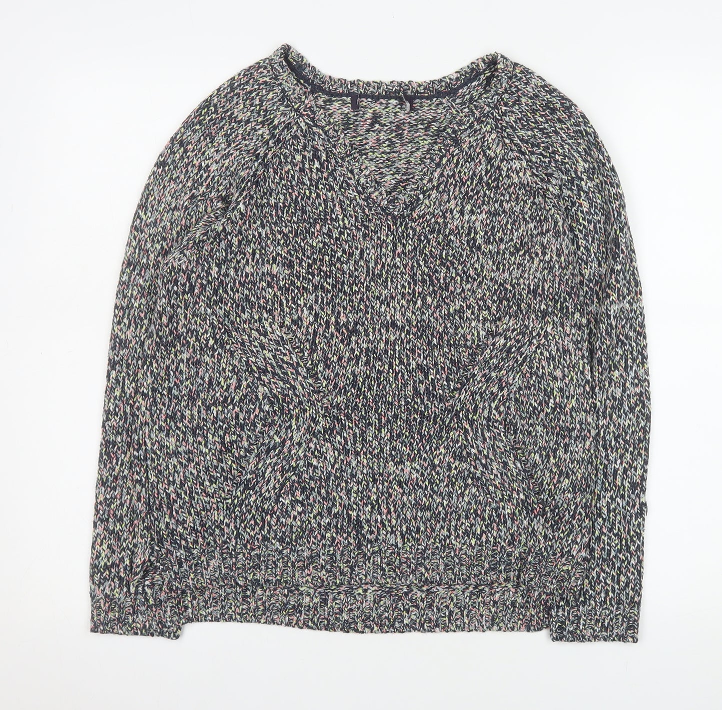 Marks and Spencer Womens Multicoloured Knit V-Neck Pullover Jumper Size 8
