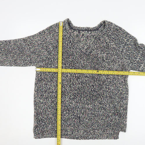 Marks and Spencer Womens Multicoloured Knit V-Neck Pullover Jumper Size 8