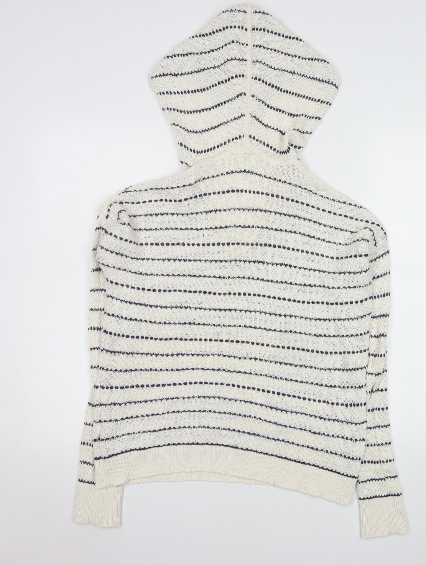 GAP Womens White Striped Hooded Knit Jumper Size M