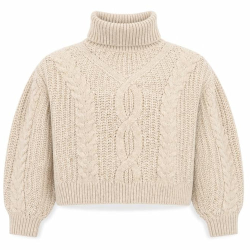 H&M Women’s Beige Chunky Roll Neck Cable Knit Jumper Size 12