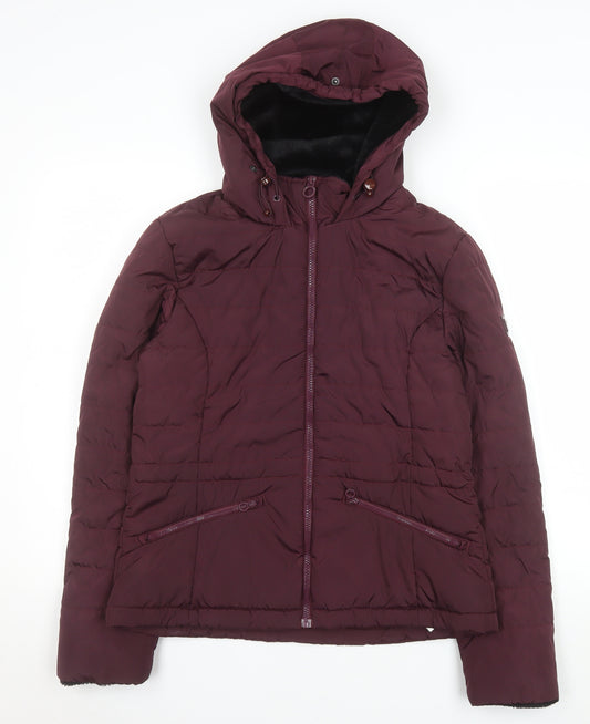 Regatta Women Purple Hooded Puffer Jacket UK 12 Water Resistant