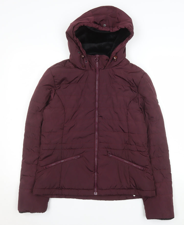 Regatta Women Purple Hooded Puffer Jacket UK 12 Water Resistant