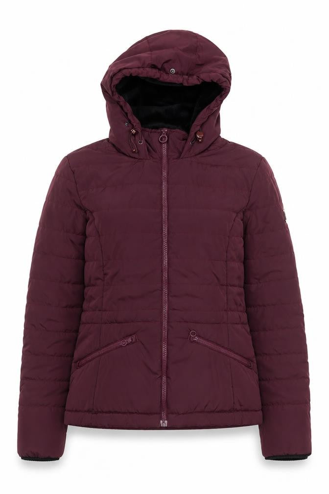 Front view of Regatta Women Purple Hooded Puffer Jacket UK 12 Water Resistant