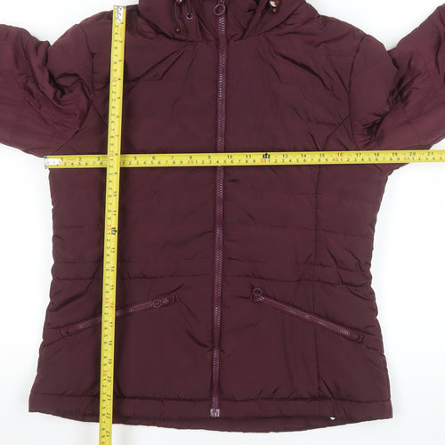 Regatta Women Purple Hooded Puffer Jacket UK 12 Water Resistant
