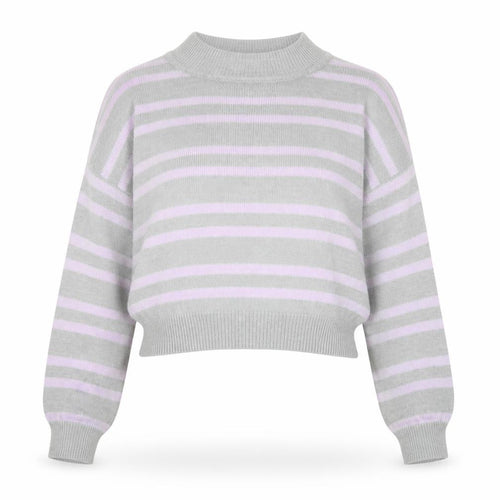 H&M Women’s Grey Pink Striped Mock Neck Jumper Size 12