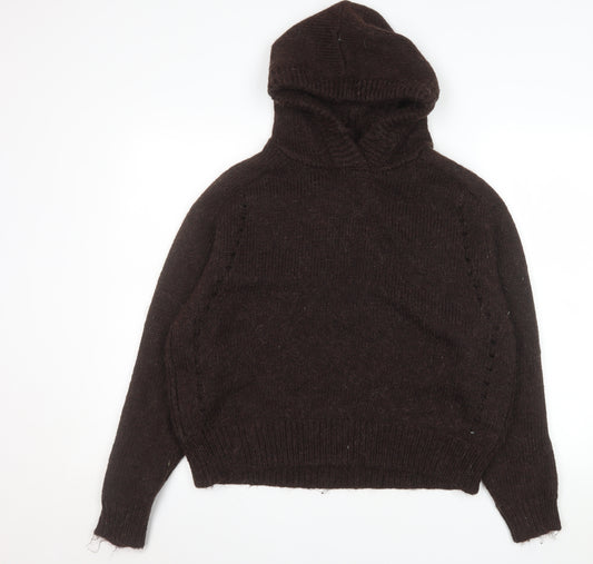 Marks and Spencer Womens Brown Hooded Alpaca Blend Knit Jumper M