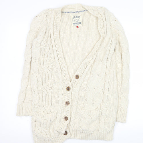 SoulCal & Co Women Ivory Cable Knit Button Cardigan Size 6