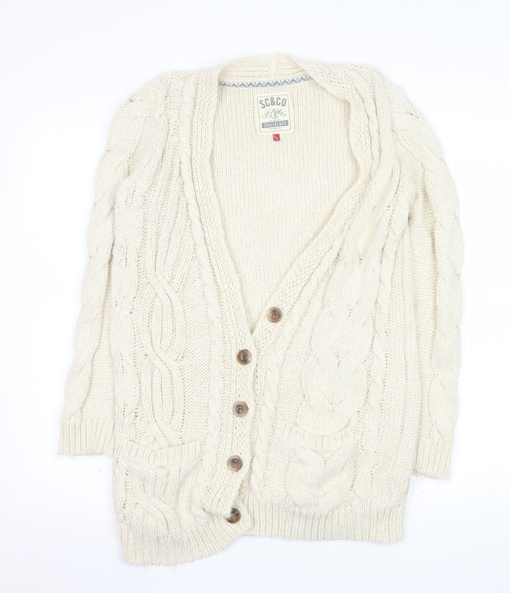 SoulCal & Co Women Ivory Cable Knit Button Cardigan Size 6