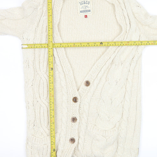 SoulCal & Co Women Ivory Cable Knit Button Cardigan Size 6