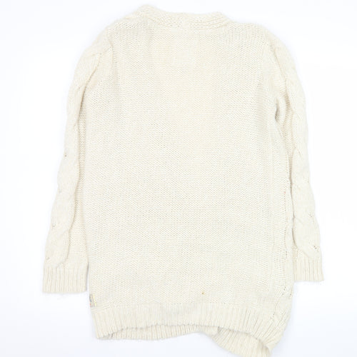 SoulCal & Co Women Ivory Cable Knit Button Cardigan Size 6
