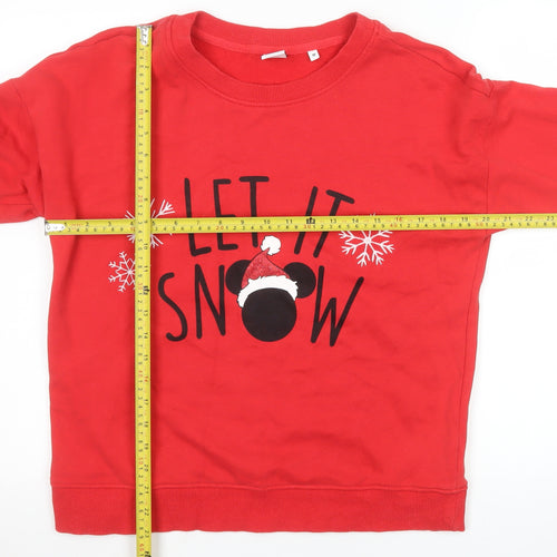 Next Women Red Christmas Sweatshirt Mickey Let It Snow Size M