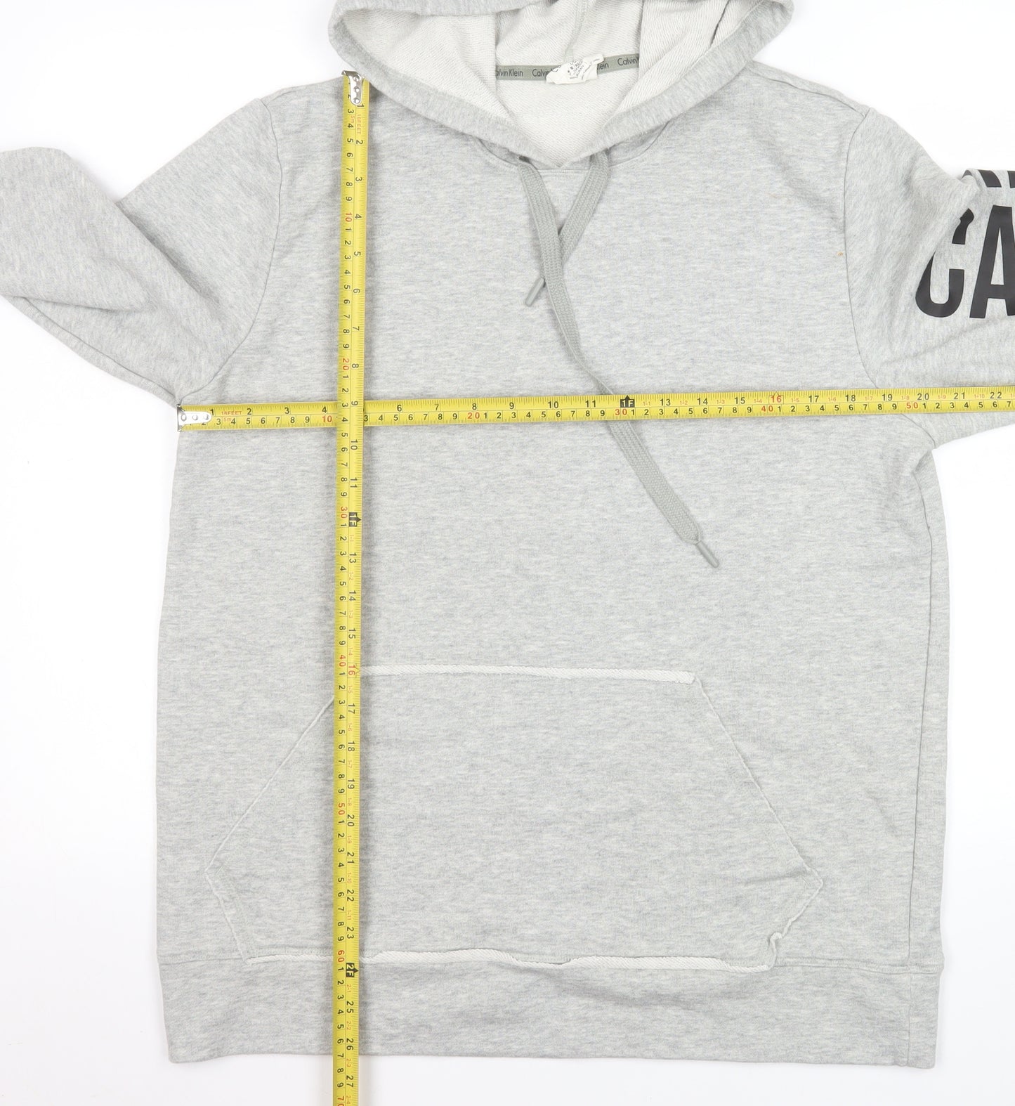 Calvin Klein Men's Grey Logo Pullover Hoodie Size L