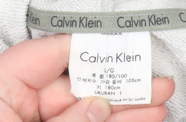 Calvin Klein Men's Grey Logo Pullover Hoodie Size L