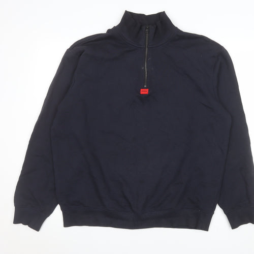 HUGO Men's Blue Mock Neck 1/2 Zip Sweatshirt Size M