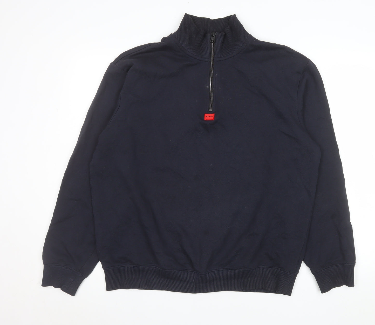 HUGO Men's Blue Mock Neck 1/2 Zip Sweatshirt Size M