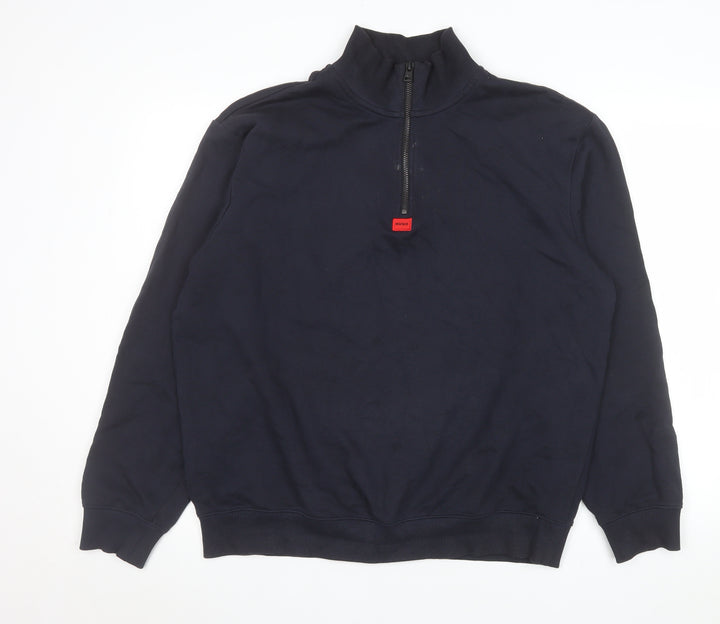 HUGO Men's Blue Mock Neck 1/2 Zip Sweatshirt Size M