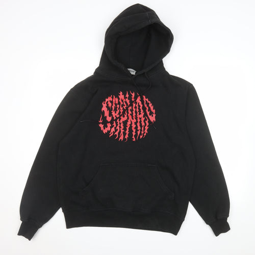 Dreambranding Men's Black Pullover Hoodie Small Graphic Print Fleece