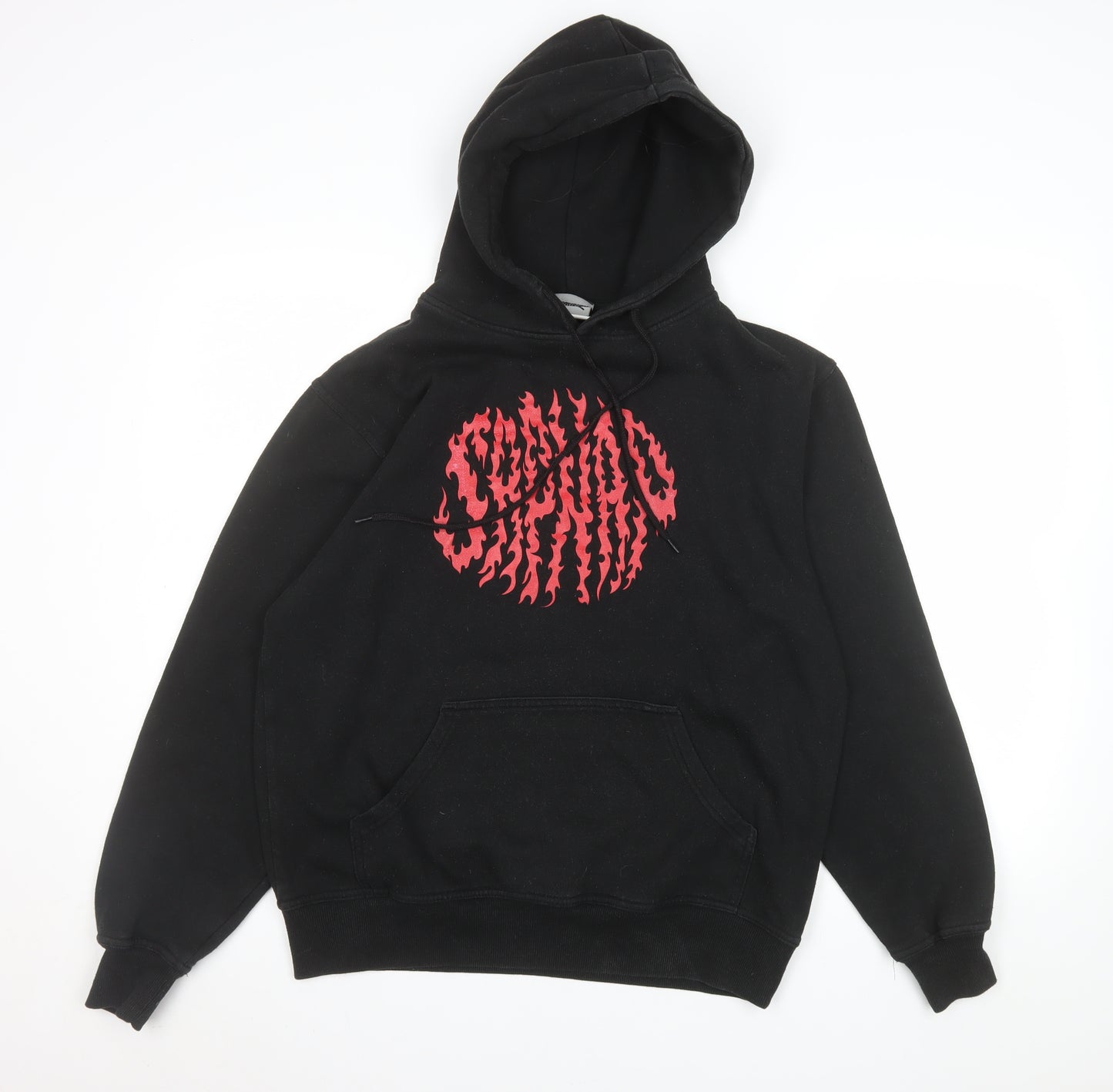 Dreambranding Men's Black Pullover Hoodie Small Graphic Print Fleece