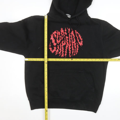 Dreambranding Men's Black Pullover Hoodie Small Graphic Print Fleece