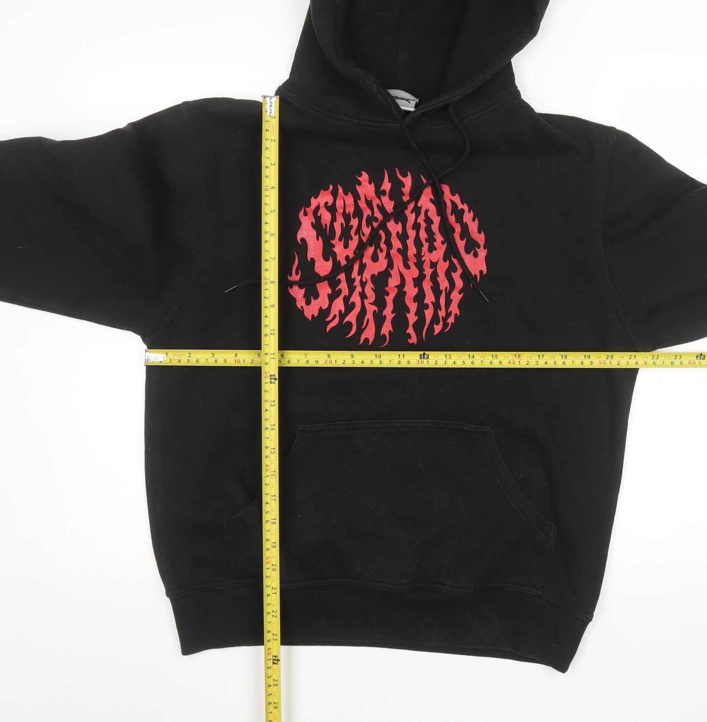 Dreambranding Men's Black Pullover Hoodie Small Graphic Print Fleece