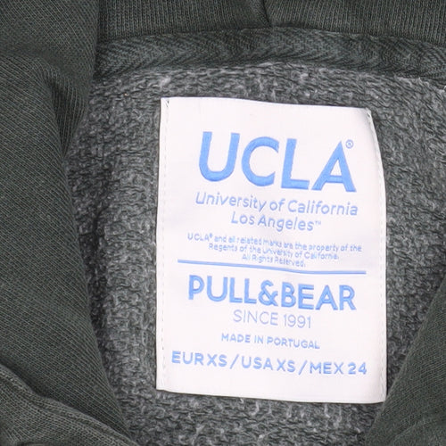 Pull&Bear Men's Green UCLA Pullover Hoodie XS Regular Fit