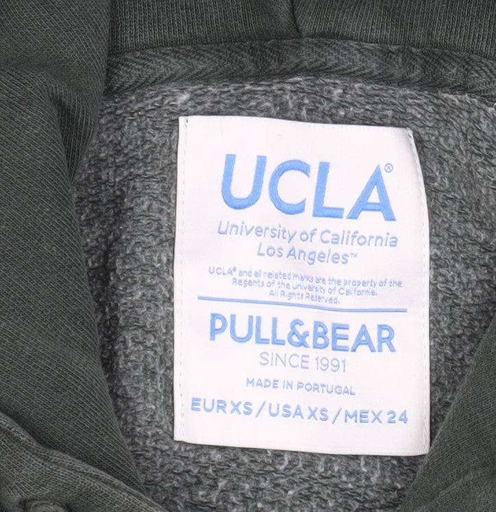 Pull&Bear Men's Green UCLA Pullover Hoodie XS Regular Fit