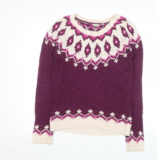FatFace Women's Purple Fair Isle Cotton Jumper Size 12