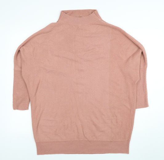 Next Women Pink Roll Neck Relaxed Knit Jumper L