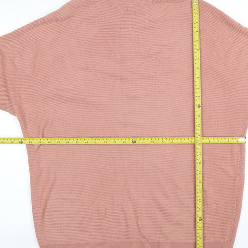 Next Women Pink Roll Neck Relaxed Knit Jumper L