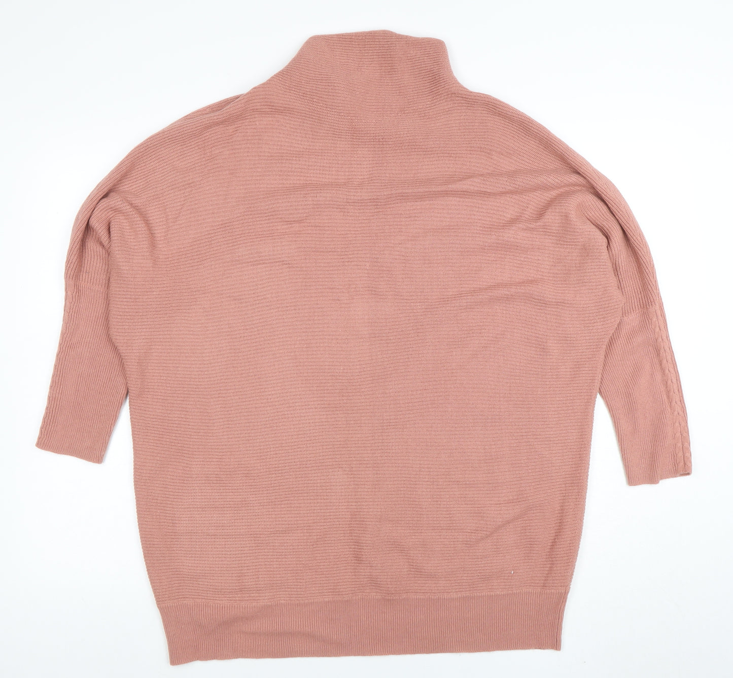 Next Women Pink Roll Neck Relaxed Knit Jumper L