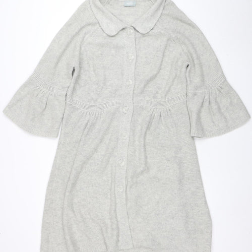Wallis Women’s Grey Collared Button Knit Cardigan L