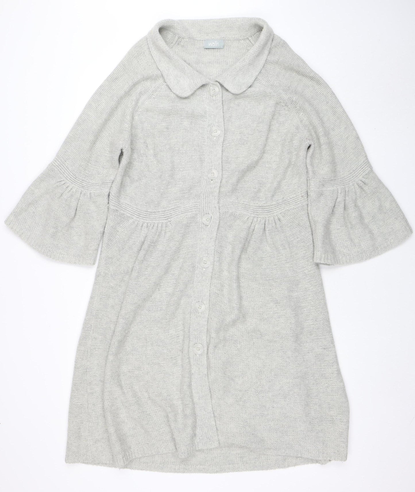 Wallis Women’s Grey Collared Button Knit Cardigan L