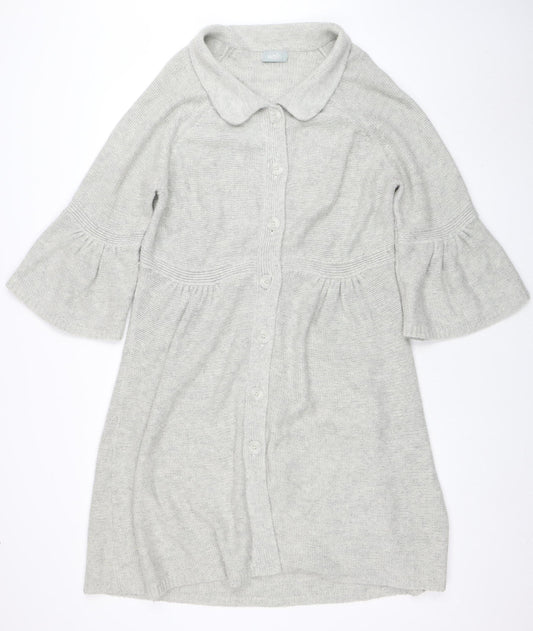 Wallis Women’s Grey Collared Button Knit Cardigan L