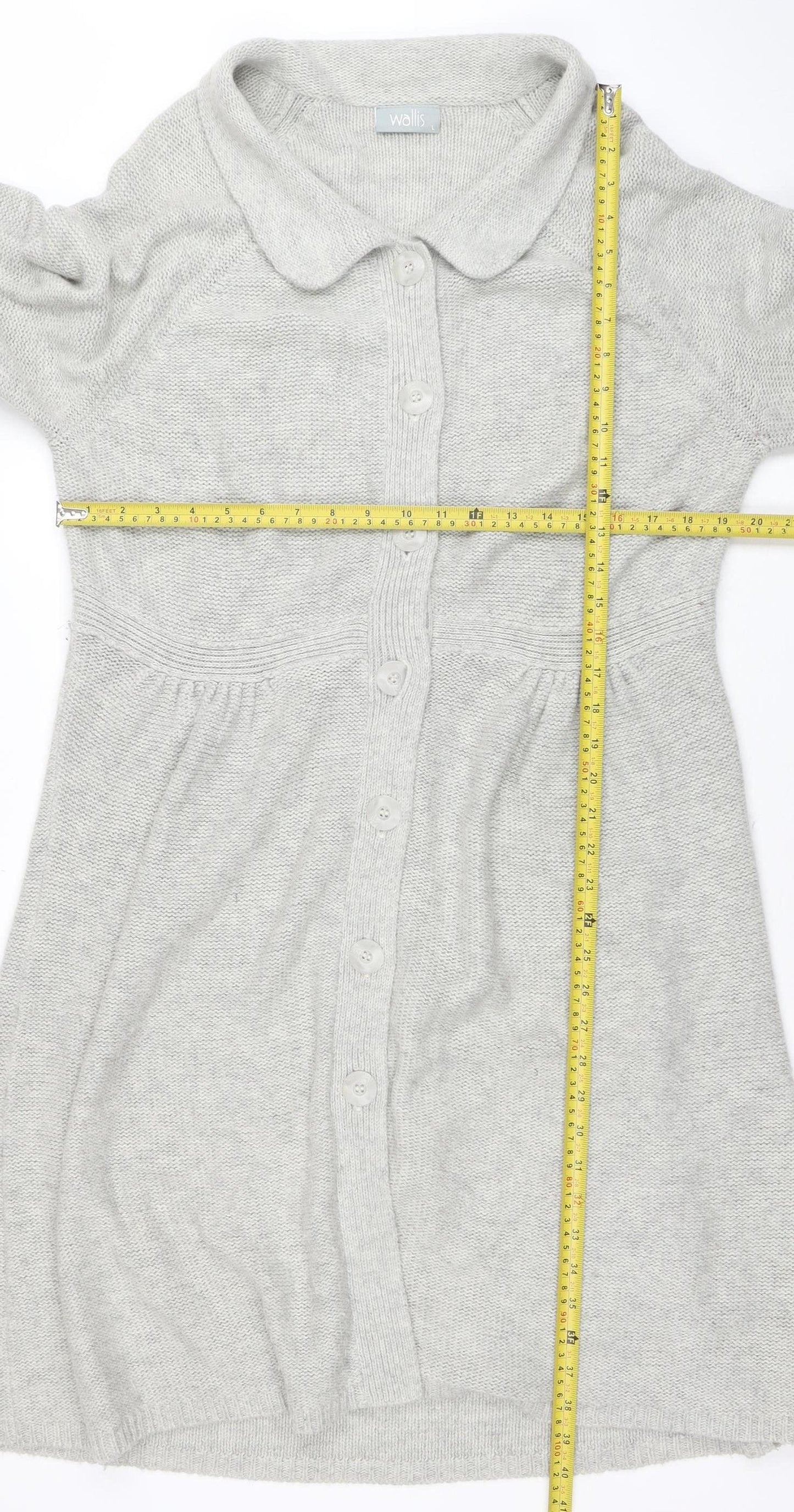 Wallis Women’s Grey Collared Button Knit Cardigan L