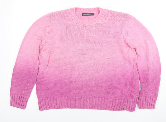 French Connection Women's Pink Cotton Crew Neck Jumper Size M