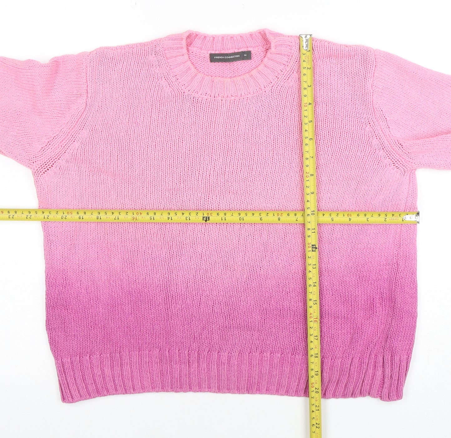 French Connection Women's Pink Cotton Crew Neck Jumper Size M