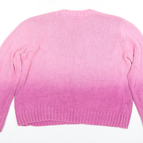 French Connection Women's Pink Cotton Crew Neck Jumper Size M
