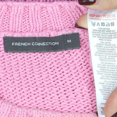 French Connection Women's Pink Cotton Crew Neck Jumper Size M