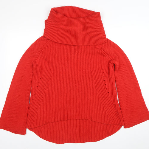 Phase Eight Women's Red Roll Neck Chunky Knit Long Sleeve Jumper Size M