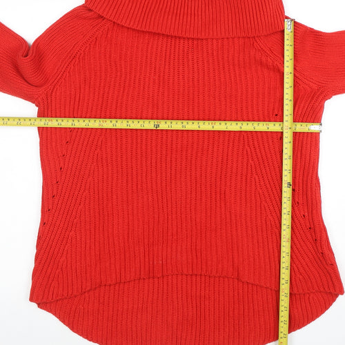 Phase Eight Women's Red Roll Neck Chunky Knit Long Sleeve Jumper Size M