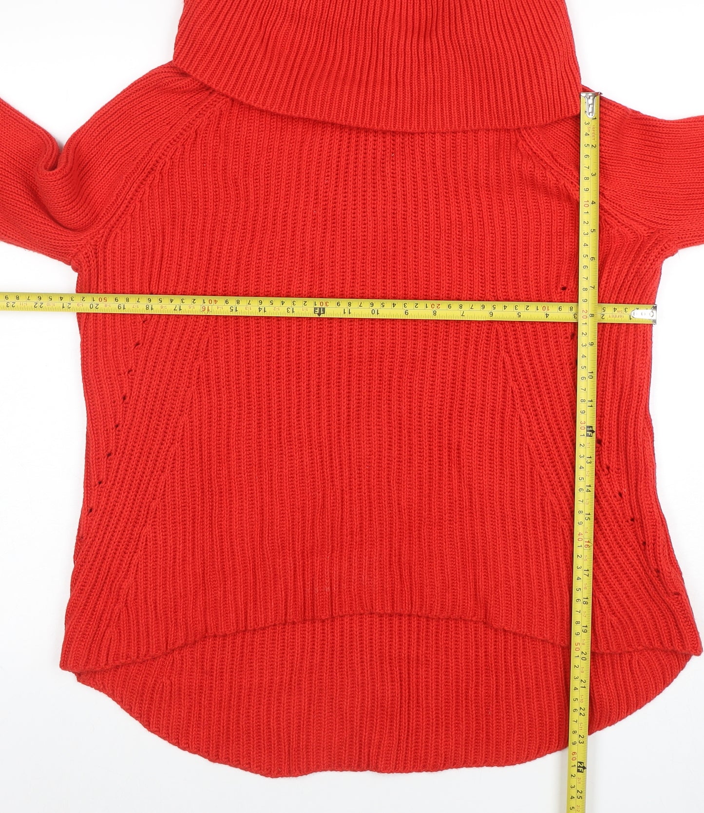 Phase Eight Women's Red Roll Neck Chunky Knit Long Sleeve Jumper Size M