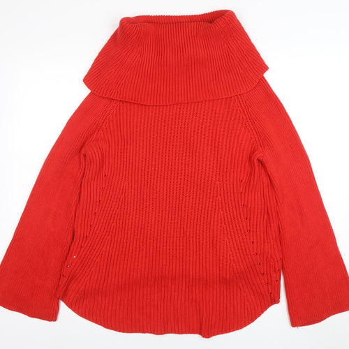 Phase Eight Women's Red Roll Neck Chunky Knit Long Sleeve Jumper Size M