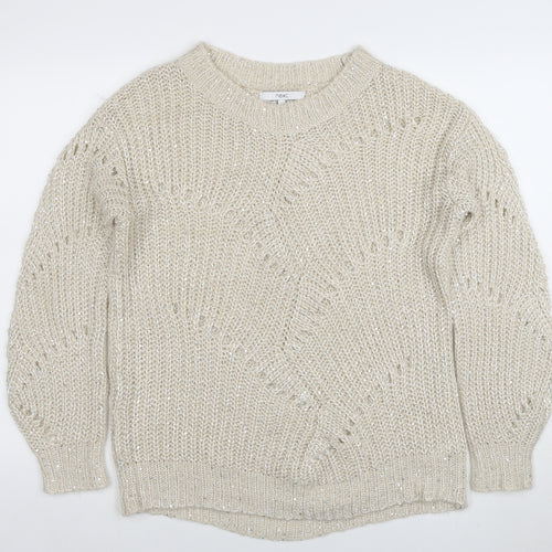 Next Women Ivory Chunky-Knit Crew Neck Jumper Size M