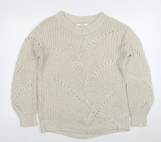 Next Women Ivory Chunky-Knit Crew Neck Jumper Size M