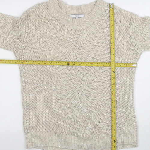 Next Women Ivory Chunky-Knit Crew Neck Jumper Size M
