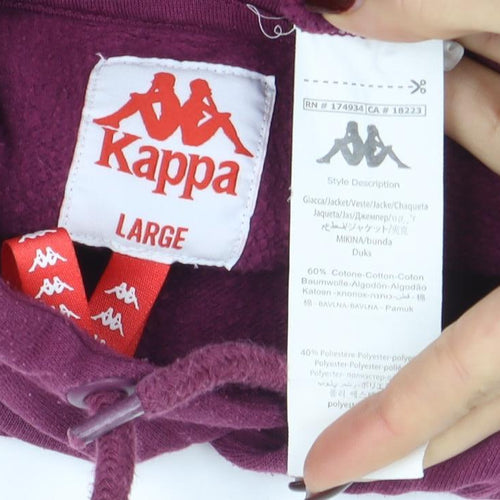 Kappa Womens Purple Hoodie Large Pullover Cotton Blend Casual